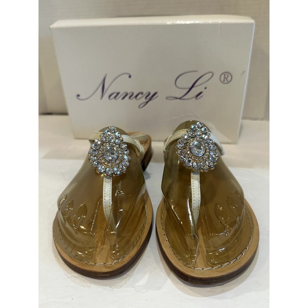 VTG NANCY LI NEW BLING SLING BACK WHITE SANDAL SZ 7 VERO CUOIO NEW